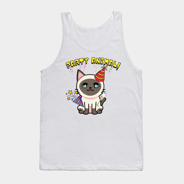 Party Animal - siamese cat Tank Top by Pet Station